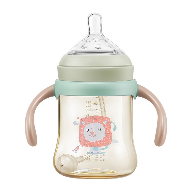 babycare新生婴儿奶瓶 宽口径带吸管手柄耐摔ppsu奶瓶