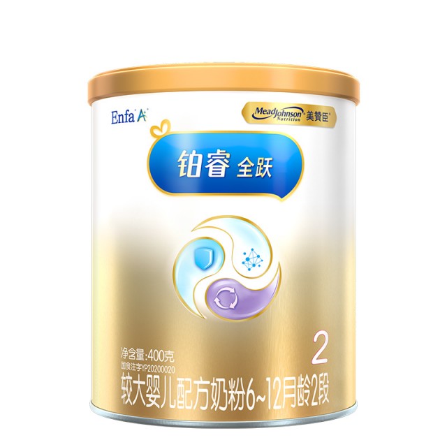 美赞臣(meadjohnson)铂睿全跃较大婴儿配方奶粉2段(6~12月龄)400g罐装