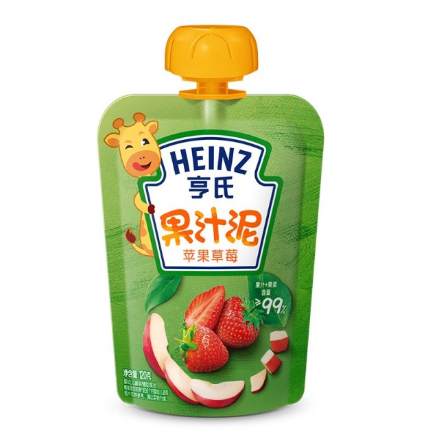 亨氏(heinz) 乐维滋果汁泥 苹果草莓 婴儿辅食水果泥120g